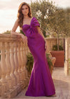 Magenta One‑Shoulder Satin Mermaid Gown | Formal Dress