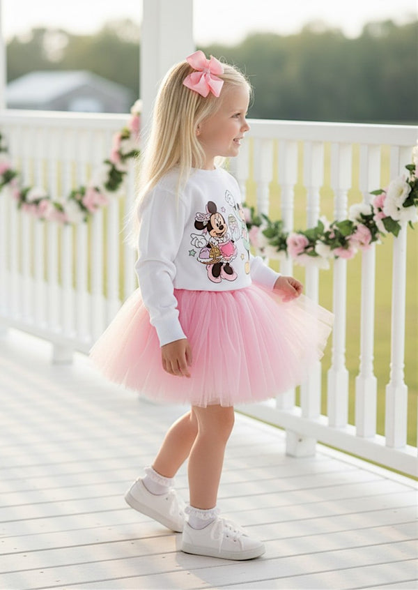 Mickey & Minnie Crewneck & Pink Tutu Set | Girls Tutu Outfits