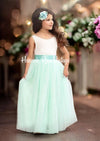 Aqua Flower Girl Dress with sash