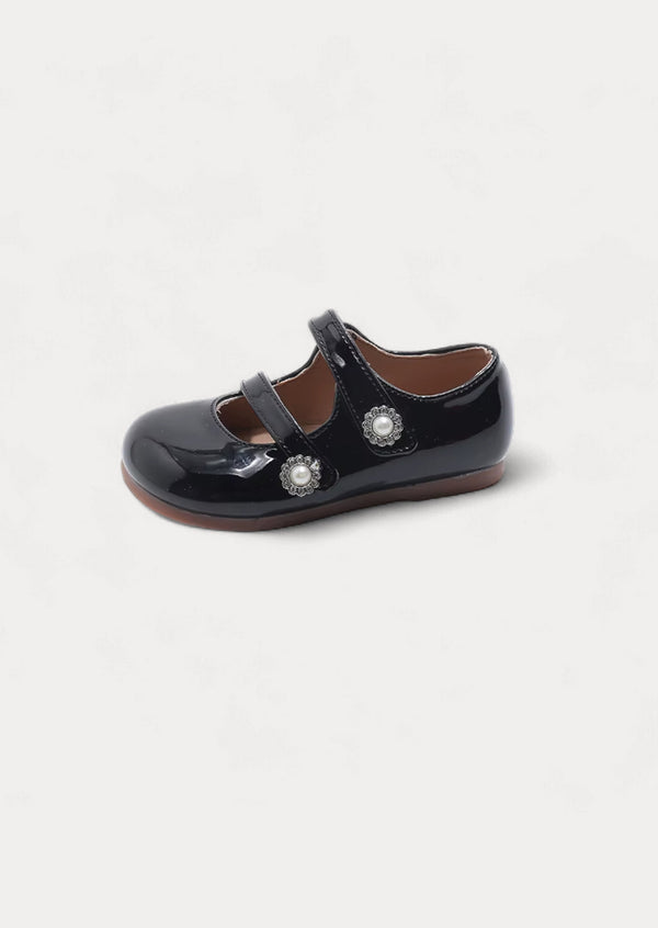 Minuet Double Strap Flats in Black