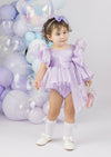 Baby girl birthday romper in Lavender