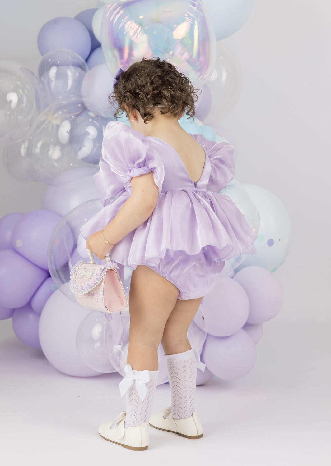 baby girl fancy romper in lavender