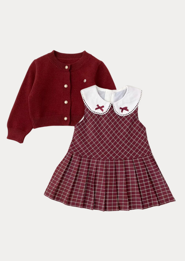 Cherry Mirth Dress & Sweater Set