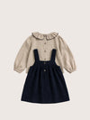 Girls Deep Blue Dress & Check Shirt Set | Girls Fall Clothing