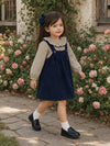 Girls Deep Blue Dress & Check Shirt Set | Girls Fall Clothing