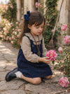 Girls Deep Blue Dress & Check Shirt Set | Girls Fall Clothing