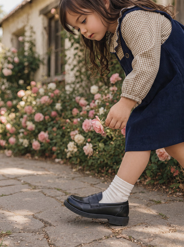 Girls Deep Blue Dress & Check Shirt Set | Girls Fall Clothing