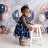 Fairy Moon & Stars Tutu Dress in Navy | Cake Smash Outfit Girl