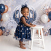 Fairy Moon & Stars Tutu Dress in Navy | Cake Smash Outfit Girl