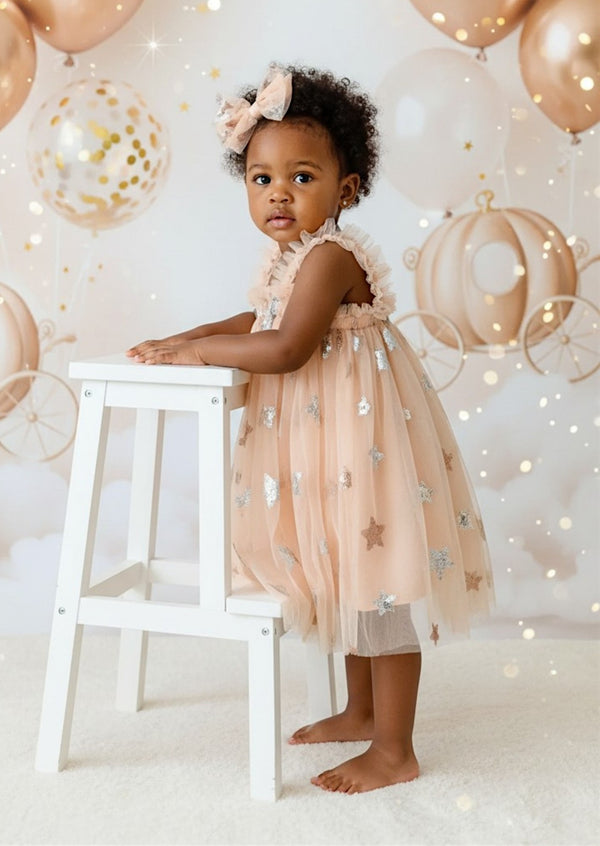Moon & Stars Cake Smash Tutu Dress in Champagne