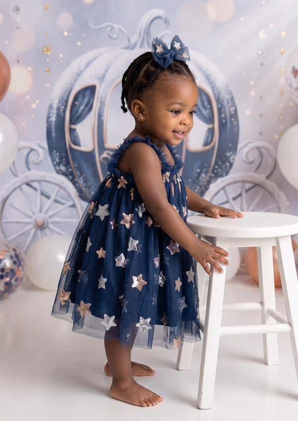 Moon & Stars Cake Smash Tutu Dress in Navy