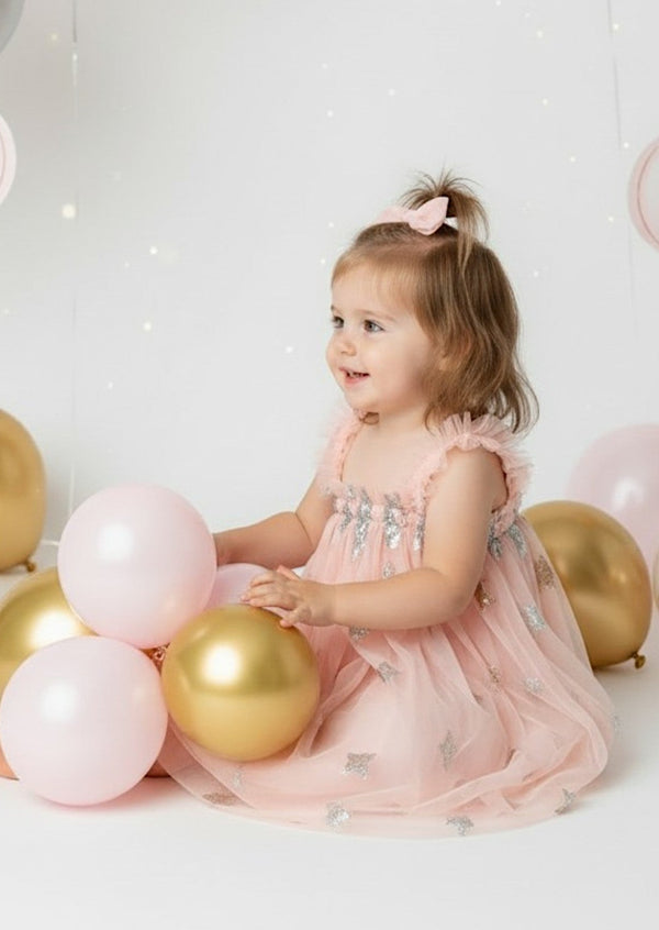 Moon & Stars Cake Smash Tutu Dress in Pink