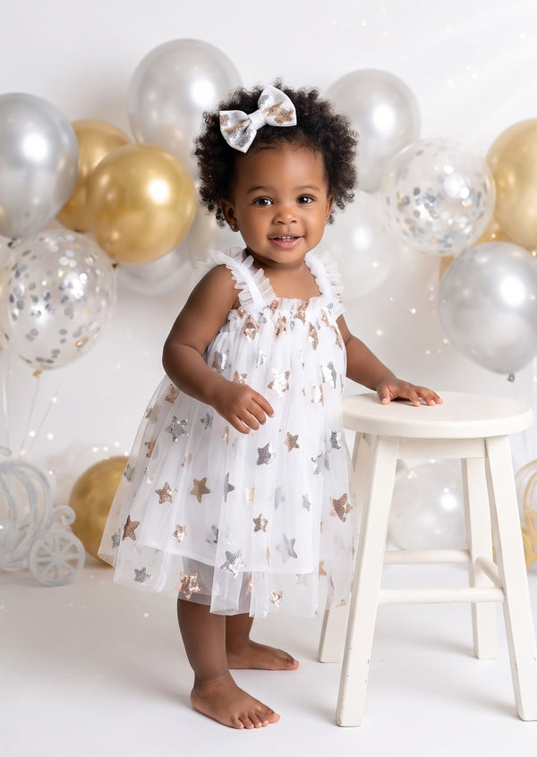 Moon & Stars Cake Smash Tutu Dress in Red