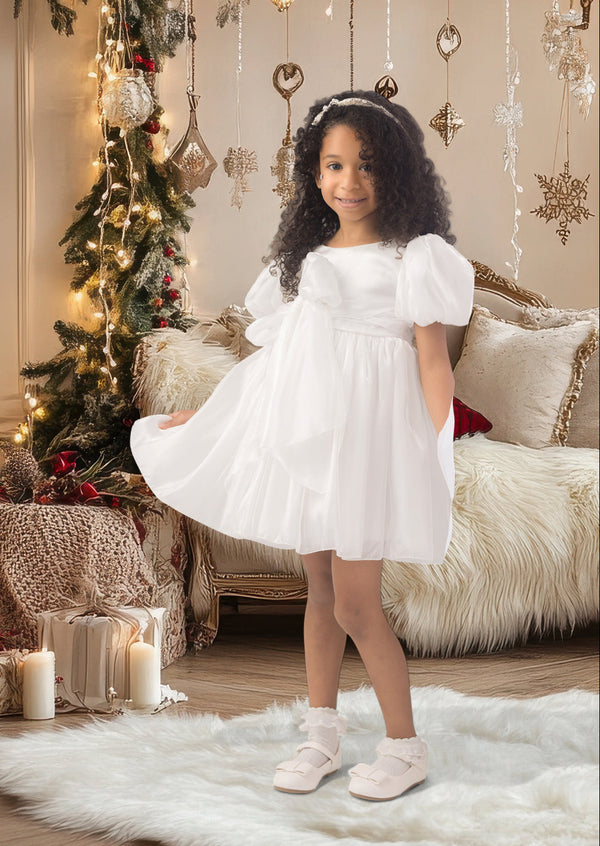girls elegant white party dress