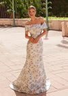 Jacquard Off‑Shoulder Trumpet Gown | Mother of the Bride Dress