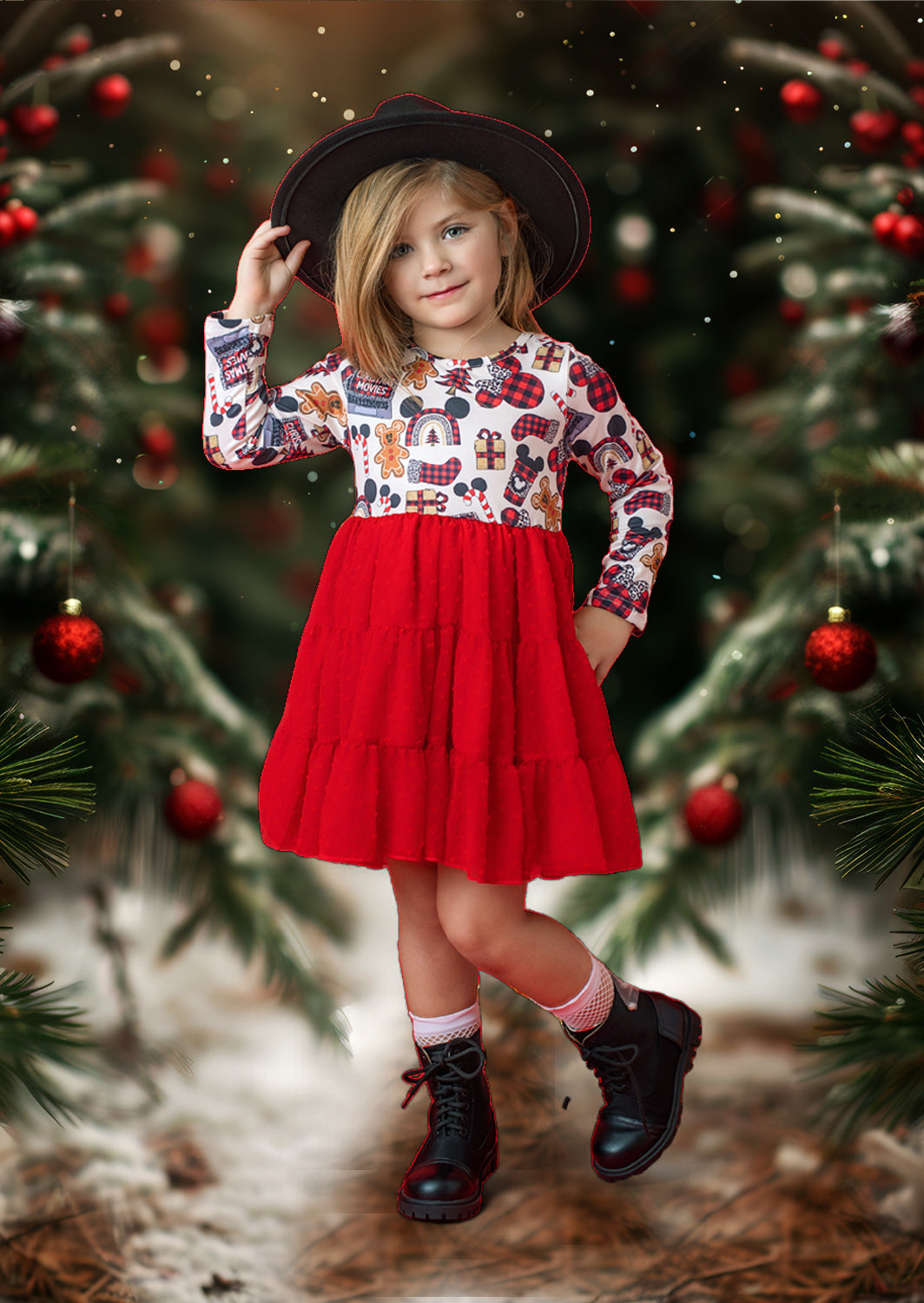 Christmas Minnie Twirl Dress || Red