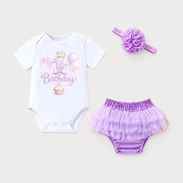 My 1st Birthday Onesie & Bloomer Outfit Lavender