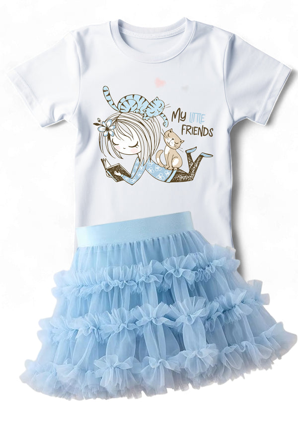 My Little Friends Tee & Tutu Set in Blue