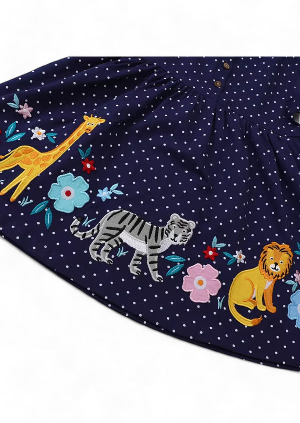 Navy Dot Animal Safari Dress