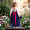 Navy Long Sleeve Flower Girl Dresses for Classic Boho Wedding Style
