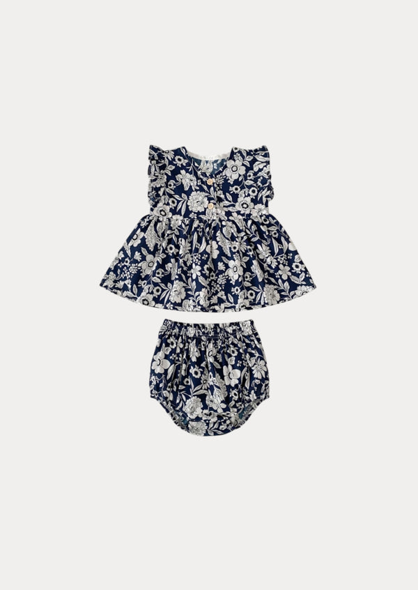 Pansy Bloomer Set in Blue Floral