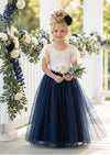 Celine Flutter Sleeve Navy Flower Girl Dress - Flower Girl Dresses