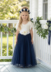 Celine Flutter Sleeve Navy Flower Girl Dress - Flower Girl Dresses