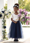 Celine Flutter Sleeve Navy Flower Girl Dress - Flower Girl Dresses