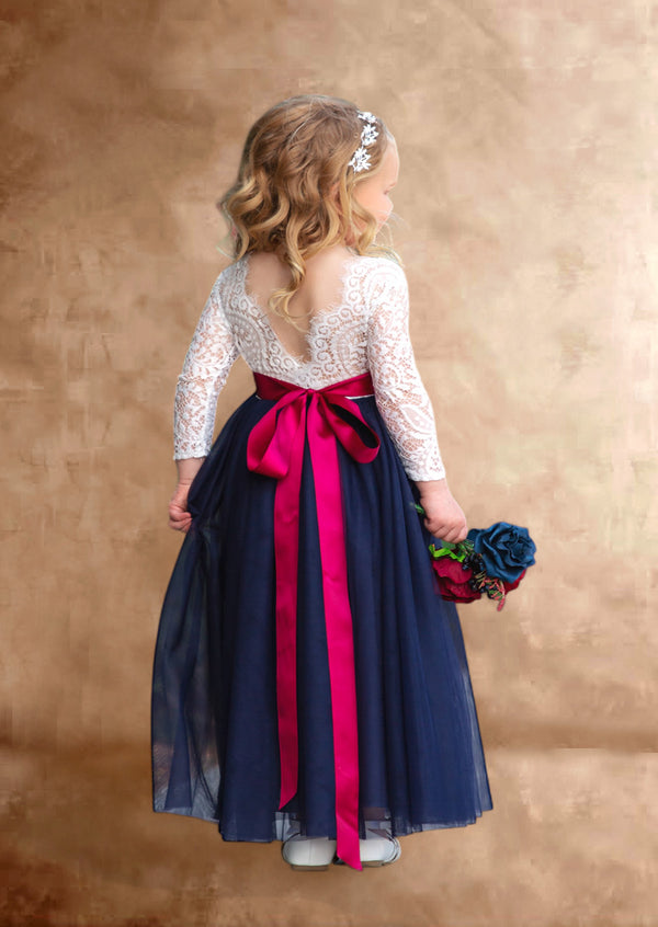 Navy Blue  Flower Girl Dresses