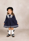 Toddler Girl Holiday Sailor Dress in Navy