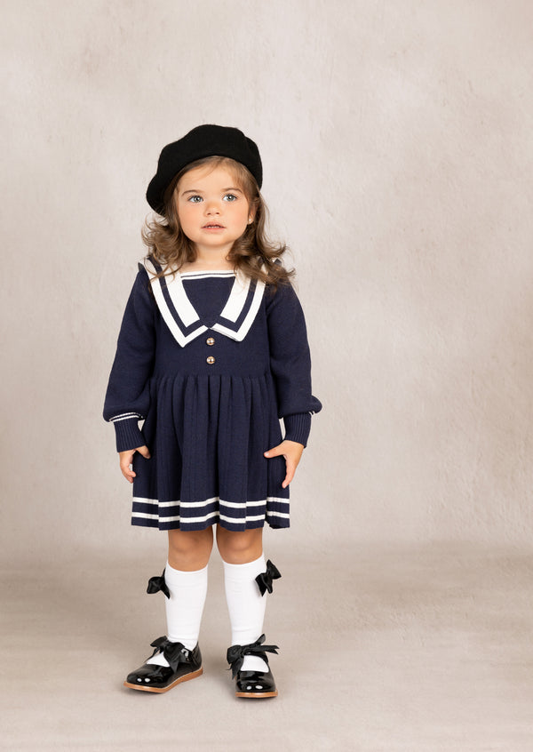 Toddler Girl Sailor Dress in Navy