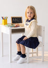 Ruffle Bodice Sweater Top | Cream Blue