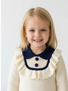 Ruffle Bodice Sweater Top | Cream Blue