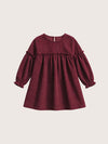 Nayla Corduroy Long Sleeve Dress in Burgundy