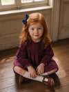 Nayla Corduroy Long Sleeve Dress in Burgundy