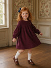 Nayla Corduroy Long Sleeve Dress in Burgundy