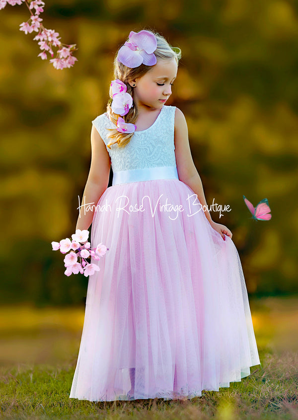 Light Pink Sleeveless Flower Girl Dress