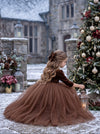 Noelle Dress Brown Velvet & Tulle Dress for Girls | Flower Girl Dresses