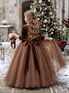 Noelle Dress Brown Velvet & Tulle Dress for Girls | Flower Girl Dresses