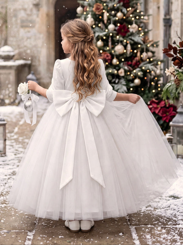 Noëlle Dress White Velvet & Tulle Dress for Girls | Flower Girl Dresses