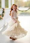 layered lace flower girl dresses beige