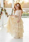 girls boho lace flower girl dress with sash