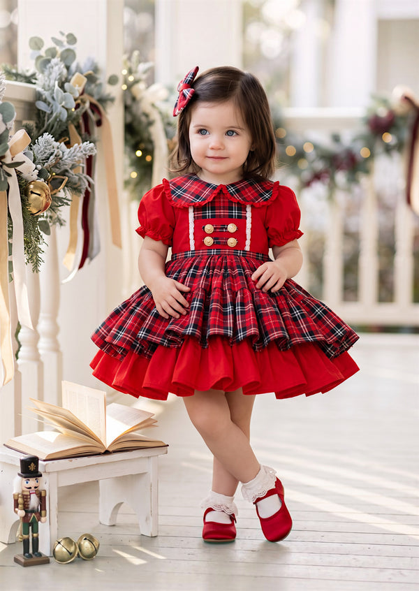 Nutcracker Plaid Girls Christmas Dress | Baby Christmas Dresses