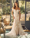 Off Shoulder Bridal Mermaid Wedding Dress  White & Nude