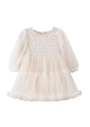 Feather Stitched Off White Petticoat Dress