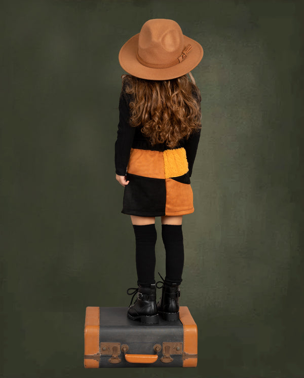 Girls western patchwork skirt & top set