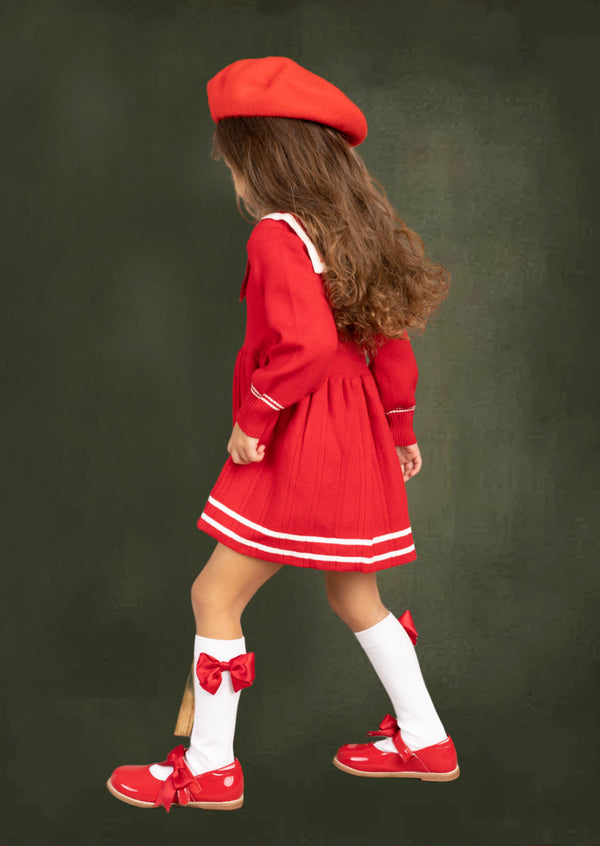 Girls Red Sailor Sweater Dress
