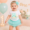 One Happy Girl 1st Birthday Onesie & Bloomer Set | Cake Smash Girl Aqua