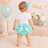 One Happy Girl 1st Birthday Onesie & Bloomer Set | Cake Smash Girl Aqua