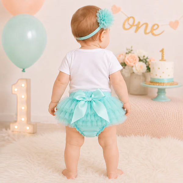One Happy Girl 1st Birthday Onesie & Bloomer Set | Cake Smash Girl Aqua